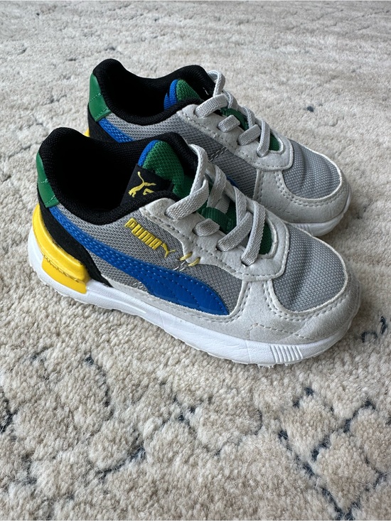 Puma Other - Puma Kids Gray Sneakers with Blue, Green & Yellow Accents